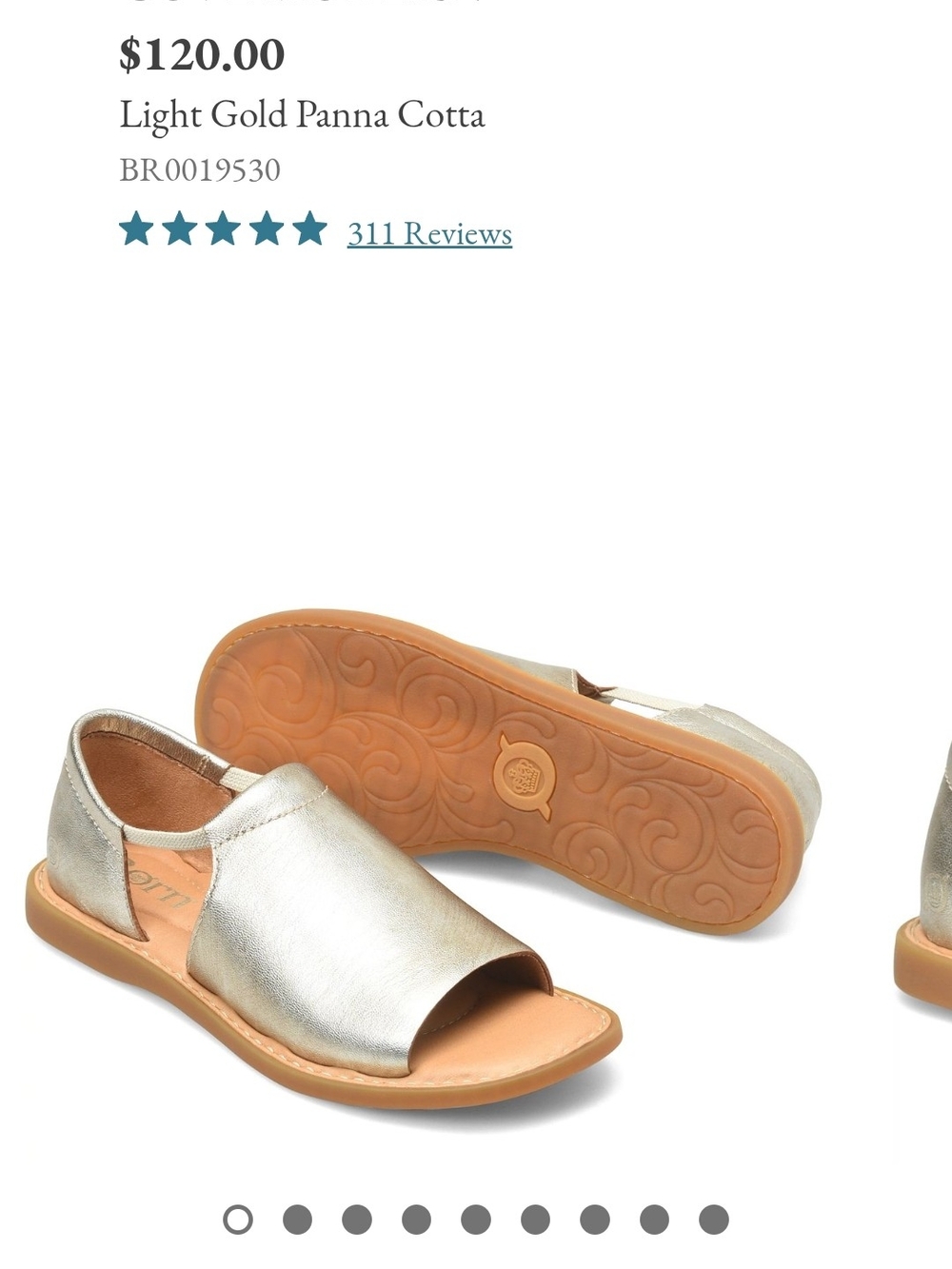 NEW WOMENS BORN COVE MODERN LEATHER SANDAL SIZE 7M IN GOLD